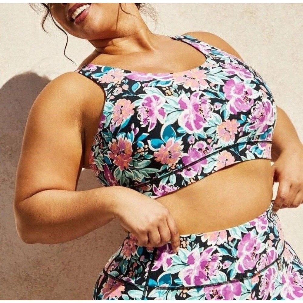 Torrid Active Floral Twist WICKING SPORTS Yoga BRA Light Sup 4X